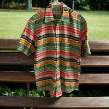 Vintage ORVIS Mens Short Sleeve multicolor striped Shirt 100% Cotton SIZE LARGE - $29.69