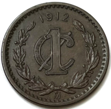 1912 MO Mexico Centavo Coin Mexico City Mint Condition About UNC. - $13.86