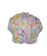 Vintage Ted Lapidus Geometric Animal Print 100% Linen Button Up Shirt Sz... - $97.72 CAD