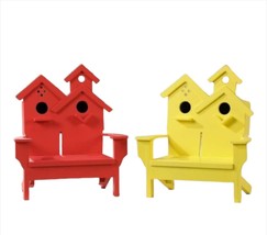 Beach Chair Bird House 2 Entrances Wood 11" High Red Yellow Cottage Choice of 2