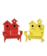 Beach Chair Bird House 2 Entrances Wood 13&quot; High Red Yellow Cottage Choi... - $40.75 CAD