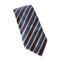 Christian Aujard Paris Maroon Blue Tan White Polyester 62” X 3” Men’s Tie EUC - £9.96 GBP