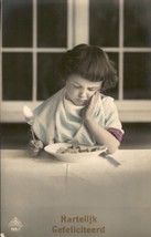 Girl who doesn&#39;t want to eat, vintage, Art Deco postcard, Gifts Tinted, ... - $92.48 MXN