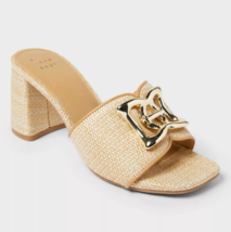 Femmes Arden Raffia Ornamented Talon Bloc Avec Mémoire Mousse Semelle 10 - $19.95