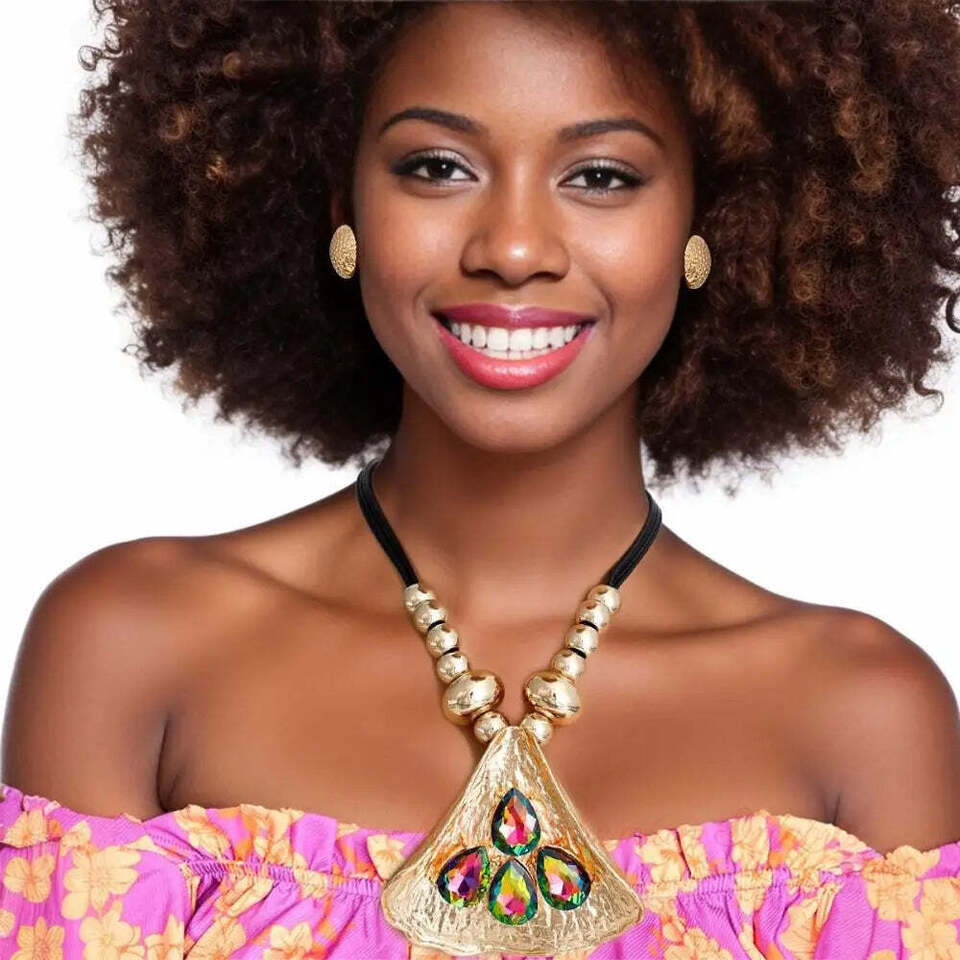 Metal seashell pink green necklace jewelry sets