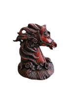 Vintage Wild Horse Stallion Head Chinese Red Cinnabar Figurine Cast Resi... - $12.93 CAD