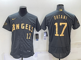 Los Angeles Style Angels #17 Shohei Ohtani Mens Custom Game Charcoal Gol... - $49.90