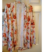 Ladies Thin Open Floral Top, Red and Pink Flowers on White Background, L... - €4,03 EUR