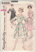 Simplicity 3366 Shirtwaist Dress Pattern  1950s 1960s Misses Bust 34 Uncut - $22.53