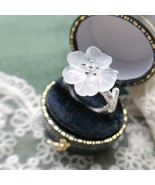 ladies white crystal flower open ring solid 925 sterling silver Opsize 5... - £34.82 GBP