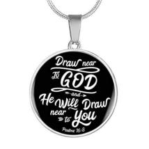 Express Your Love Gifts Draw Close to God Bible Verse Circle Necklace Stainless  - £43.13 GBP