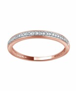 Damen 14K Rose Gold Über Rund Pflaster Set Diamant Braut Ehering 0.07CT - €71,00 EUR