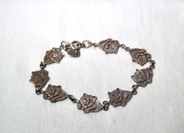 Vintage 925 Sterling Silver Cat Link Bracelet K1386 - £35.05 GBP