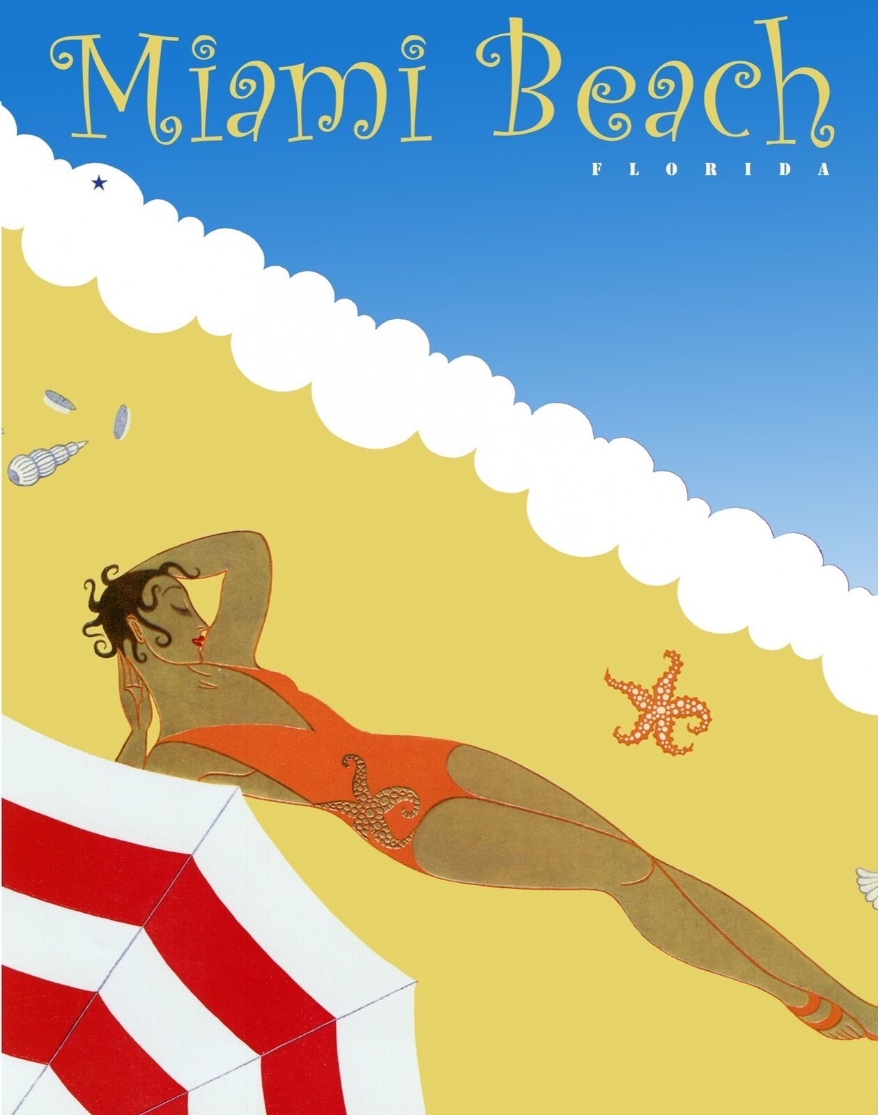 7736.Vintage design Poster.Home room art wall decor.Visit Miami Beach Travel