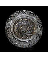 Cut Crystal Round Floral Stars Cigarette Cigar Ashtray Heavy 6.5&quot; diam. ... - $474.78 MXN