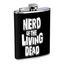 Nerd Living Dead Hip Flask Stainless Steel 8 Oz Silver Drinking Whiskey Spirits  - £7.94 GBP
