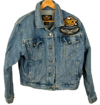 Harley Davidson Embroidered Cotton Denim Jean 20 years a H.O.G jacket Size Large - £35.18 GBP