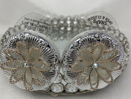 Set of 2 - Bath &amp; Body Works  Scentportable  Car Clip Silver Gold Flower - $28.22