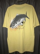 Reel Legends Men&#39;s L Redfish Shirt Nautical Fishing Saltwater S/S yellow Tee - £15.40 GBP