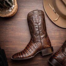 TUCSON Genuine Caiman Belly Skin Cowboy Boot from the Western CollectionAged Bro image 11