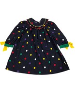Vintage Sarah Kent Girls Polka Dot Dress With Yellow &amp; Red Piping Cotton 4T - $913.89 MXN