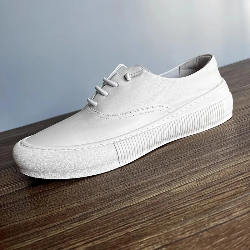 Mens Designer Shoes Genuine Leather Flat Platform Casual Sneakers Round ... - $255.24