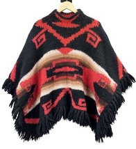 VTG RALPH LAUREN Navajo Southwestern Handknit Fringe Poncho One Size Hea... - $226.71
