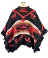 VTG RALPH LAUREN Navajo Southwestern Handknit Fringe Poncho One Size Hea... - $226.71