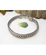Flat Woven Chain Bracelet 7.5&quot;, 925 Sterling Silver, Handmade Unisex Bra... - £140.68 GBP