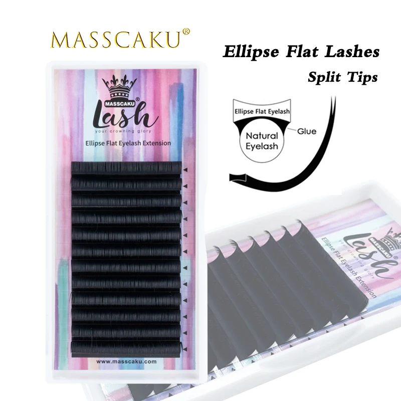 Ural synthetic fiber materials eyelash super matte black ellipse flat eyelash extension thumb200