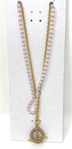 Talbots Double Strand Beaded Chain Necklace Pink/Goldtone NEW - £18.59 GBP