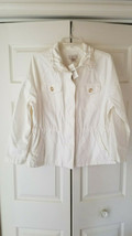 Loft Outlet Large White Beige Zip-Up Long Sleeve Cotton Jacket (NEW) - £31.52 GBP