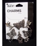 Cousin DIY silver tone CHARMS Butterflies &amp; Birdhouses 10 pcs NEW - £3.53 GBP