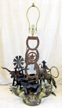 Rare St. Croix Forge Metal Sculpture Table Lamp Spurs, Horseshoes, Cowboy  - £411.82 GBP