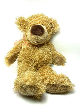 Gund Bobbid Jr Tan Curly Plush Bear 15 Inch with bow #15321 - $17.91