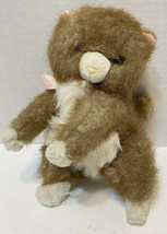 Rare Vintage Russ Tasket Small 8&quot; Plush Fuzzy Kitty Cat with Pink Bow - £12.44 GBP