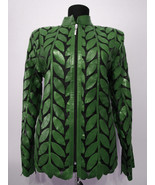 Green Leather Leaf Jacket Women All Colors Sizes Genuine Lambskin Zip Sh... - £176.52 GBP