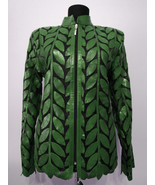 Green Leather Leaf Jacket Women All Colors Sizes Genuine Lambskin Zip Sh... - £176.44 GBP