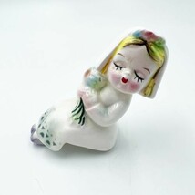 Kissing Girl Bride Wedding Shelf Sitter Salt/Pepper Shaker Ceramic Hand ... - $6.99