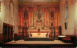 Chrome Postcard CA Da155 Interior Main Altar Mission Santa Barbara Carved Statue - £2.70 GBP