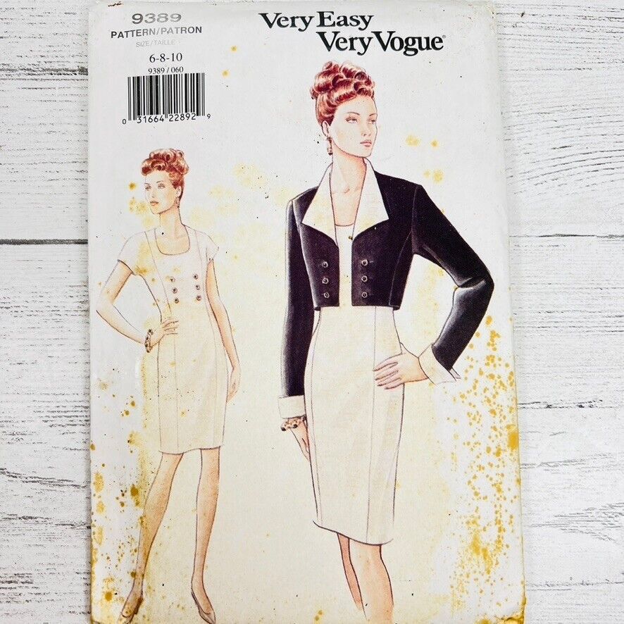 Primary image for Vtg 1995 Very Vogue Sewing Pattern Jacket Dress Shoulder Pads Uncut 9389