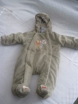 DISNEY BABY TAN VELOUR SNOWSUIT-0/3 MO-BARELY WORN-100% POLYESTER-HOODED... - £4.63 GBP