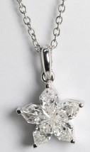 18k White Gold Pear Diamond Flower Pendant (1.12 Ct,F Color,VS Clarity) - £1,695.48 GBP