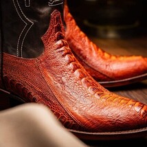 DENVER Genuine Ostrich Leg Skin Cowboy Boot from the Western Collection Cognac image 3