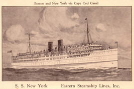 Eastern Lines Postcard Boston Cape Cod Steam Ship New York  - $8.84