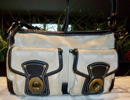 Coach 13102 Legacy Signature Shoulder Bag Double Turnlock Pockets Cream Mah EUC - £53.88 GBP