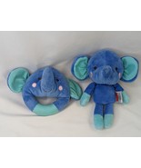 Fisher Price Blue Elephant Rattle Plush Ring Grabber Lot Stuffed Animal Toy - $9.95