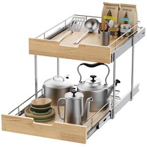 Pull Out Cabinet Organizer,Heavy-Duty Slide Out Shelf, Wood And Wire Bas... - £230.76 GBP