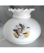 Vintage Milk Glass Hurricane Lamp Shade w/ Crimped Top, Canadian Geese (... - $19.50
