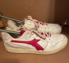 Diadora Magic Basket Low Suede Leather Lace Up Mens Size 7 Womens 8.5 White Red - £54.50 GBP